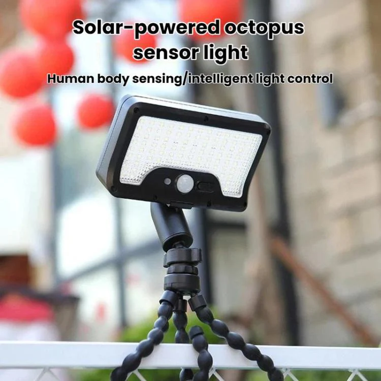 Octopus Style Solar Motion Sensor Waterproof Light Outdoor Smart Courtyard Light, Spec: White Light Black - Image 2