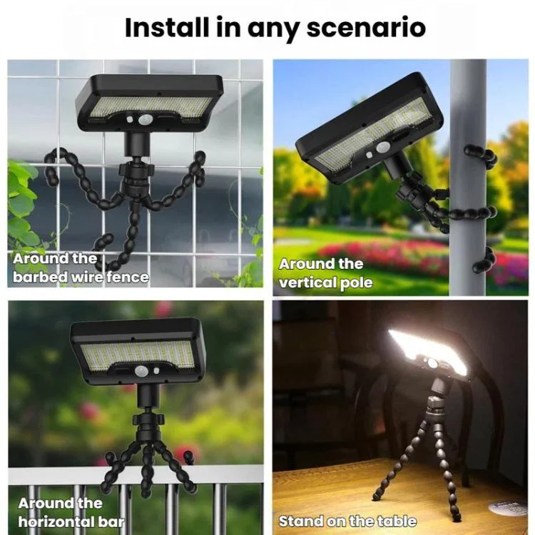 Octopus Style Solar Motion Sensor Waterproof Light Outdoor Smart Courtyard Light, Spec: White Light Black - Image 9