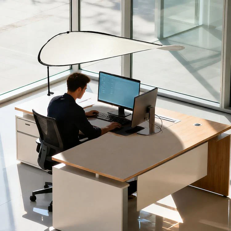 Office Sun Protection Privacy Shield Curtain Indoor Sun Blocker Preventing Direct Air-Condition Blows, Style: Long White