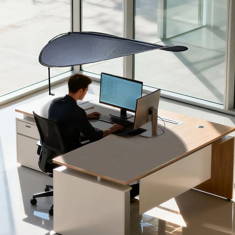 Office Sun Protection Privacy Shield Curtain Indoor Sun Blocker Preventing Direct Air-Condition Blows, Style: Short Black