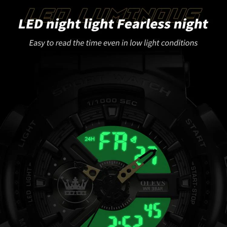 OLEVS 1102 Men Multifunctional Smart Waterproof Electronic Watch(Black + White) - Image 4