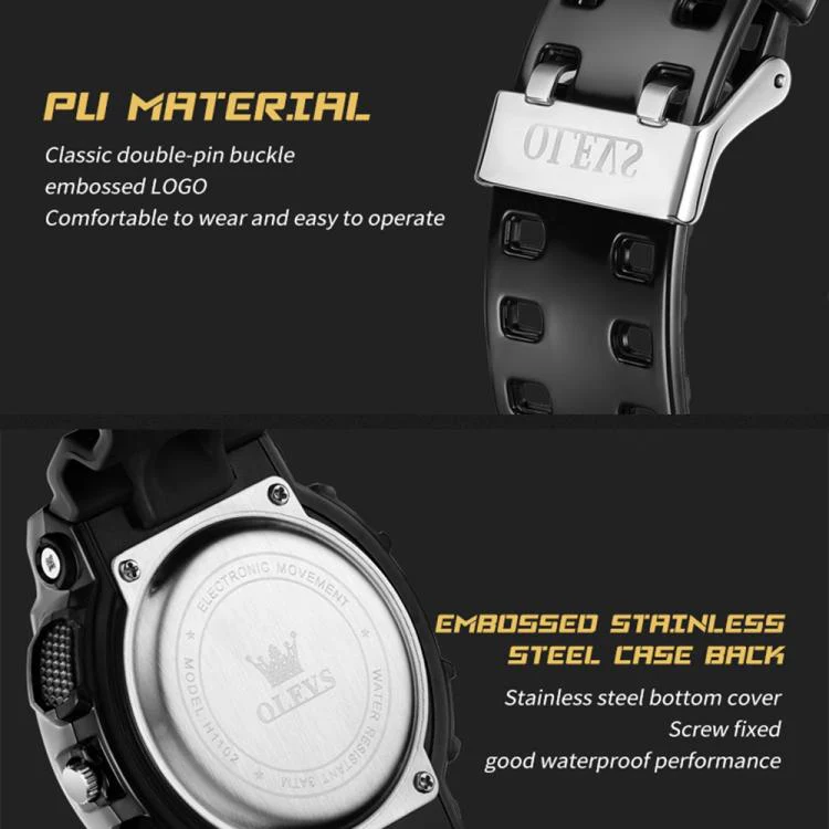 OLEVS 1102 Men Multifunctional Smart Waterproof Electronic Watch(Black + White) - Image 6