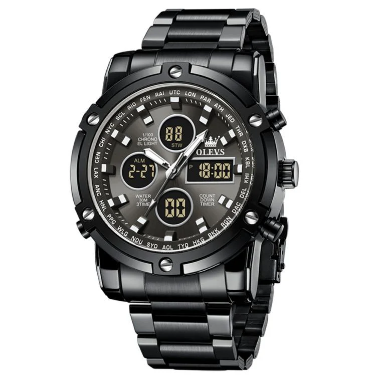 OLEVS 1106 Men Luminous Waterproof Smart Electronic Watch(Black) - Image 2