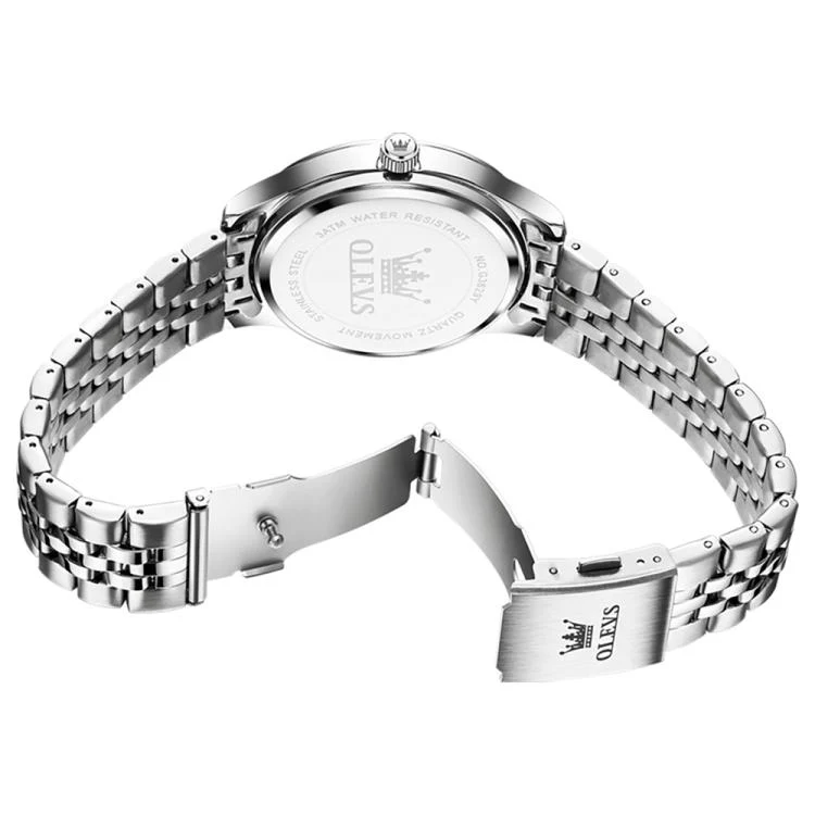 OLEVS 3629 Men Diamond Bezel Luminous Waterproof Quartz Watch(Silver) - Image 4