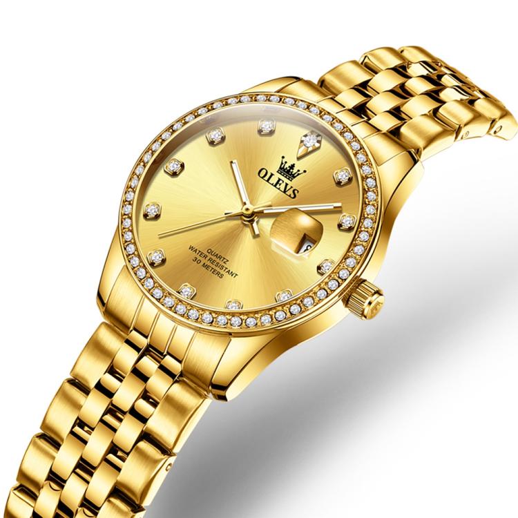 OLEVS 3629 Women Diamond Bezel Luminous Waterproof Quartz Watch(Gold) - Image 2