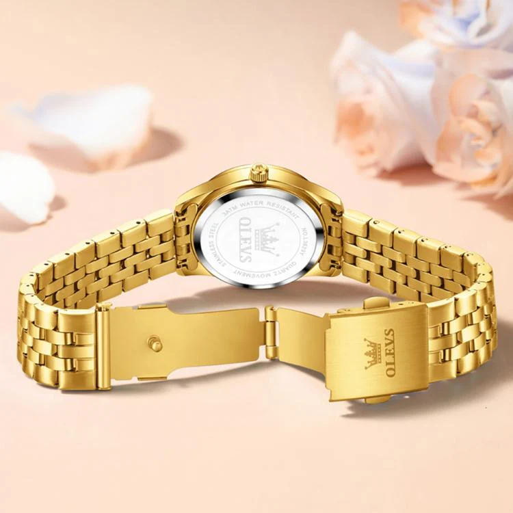 OLEVS 3629 Women Diamond Bezel Luminous Waterproof Quartz Watch(Gold) - Image 3