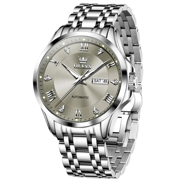 OLEVS 6702 Men Waterproof Luminous Dual Calendar Mechanical Watch(Grey) - Image 2