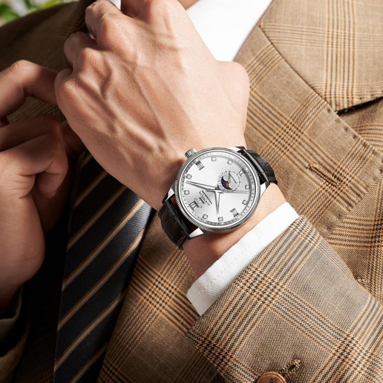 OLEVS 7039 Men Sun Moon Star Luminous Waterproof Mechanical Watch(White) - Image 6