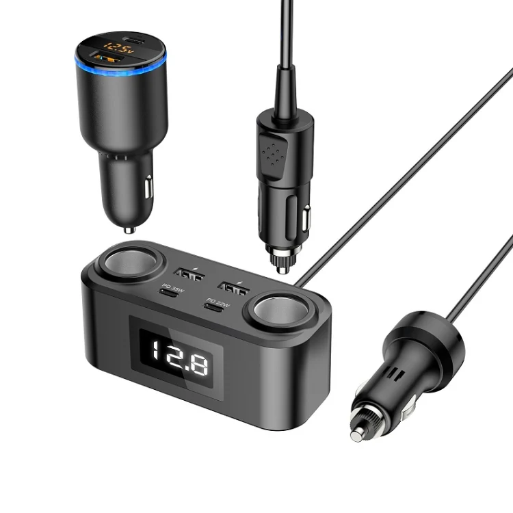 One To Four PD+QC Car Cigarette Lighter Multi-Port Mobile Phone Charger - Image 2