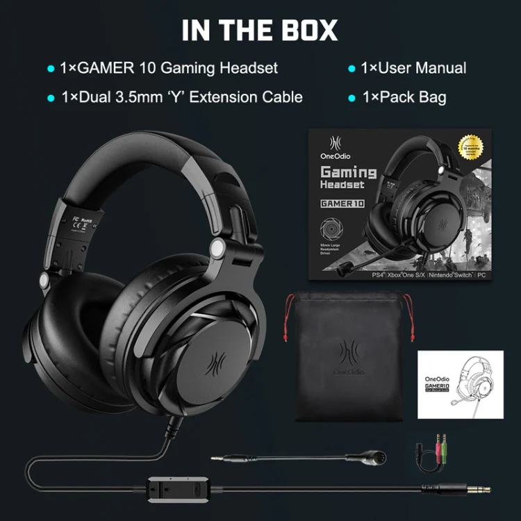 OneOdio PRO GD Phone Tablet Student Wired Headset, Cable Length: 2m(Black) - Image 7