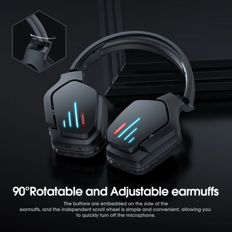 ONIKUMA B60 Bluetooth 5.0 Adjustable Strong Bass Gaming Wireless Bluetooth Headset with Microphone(Black) - Image 2