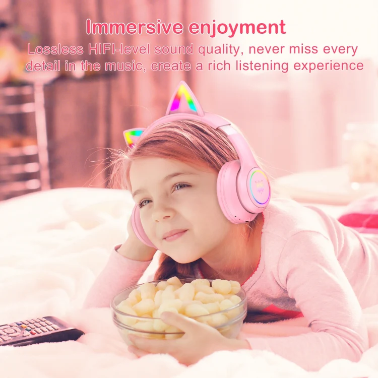 ONIKUMA B90 RGB Lighting Wireless Bluetooth Headphone (Pink) - Image 4