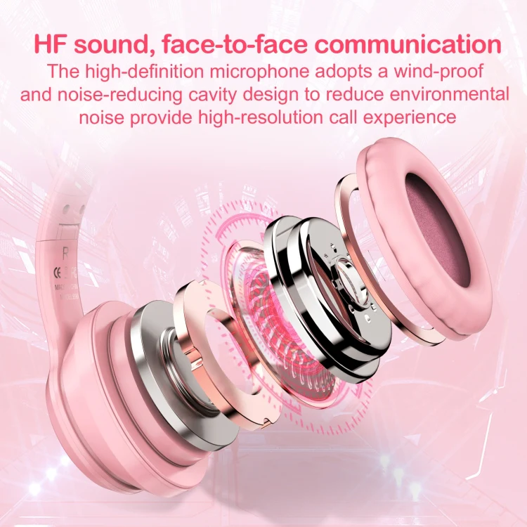ONIKUMA B90 RGB Lighting Wireless Bluetooth Headphone (Pink) - Image 5