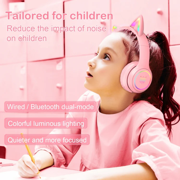 ONIKUMA B90 RGB Lighting Wireless Bluetooth Headphone (Pink) - Image 7