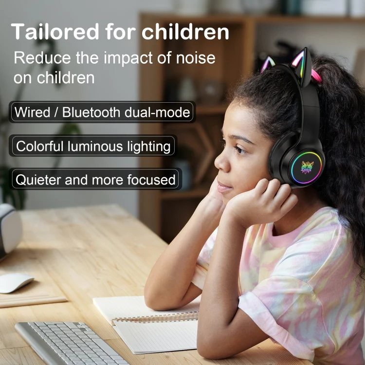 ONIKUMA B90 RGB Lighting Wireless Bluetooth Headphone(Black) - Image 7