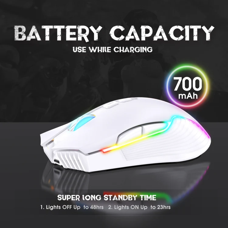 ONIKUMA CW905 2.4G RGB Lighting Wireless Mouse (Grey White) - Image 4