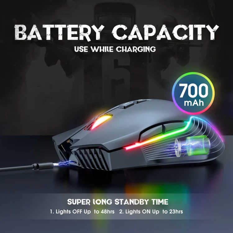 ONIKUMA CW905 2.4G RGB Lighting Wireless Mouse(Black) - Image 4