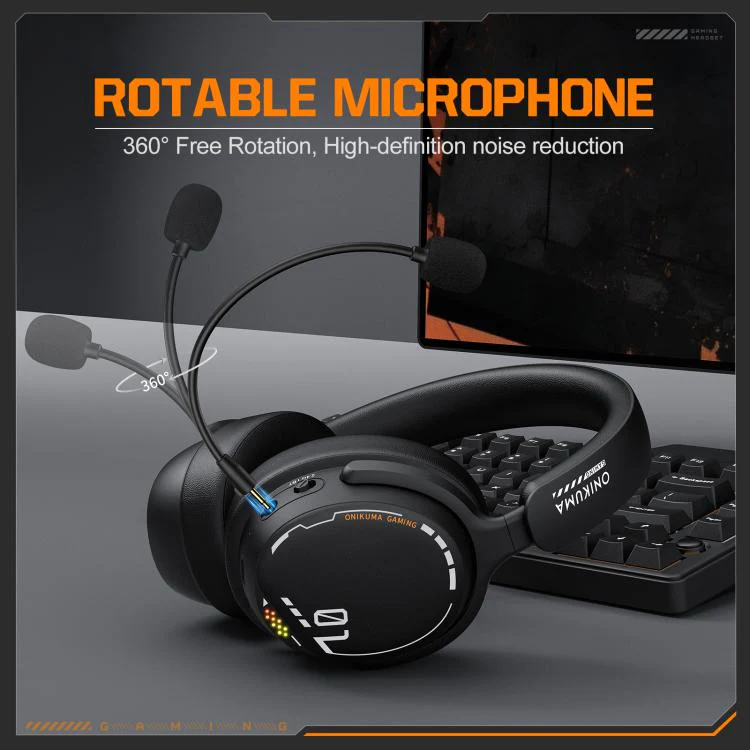 ONIKUMA GT886 Tri-mode Bluetooth 2.4G Wired E-sports Game Headset(Black) - Image 7