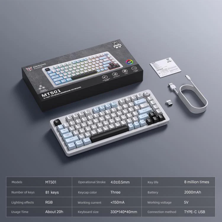 ONIKUMA MT501 Three-mode Silent Mechanical Keyboard - Image 12