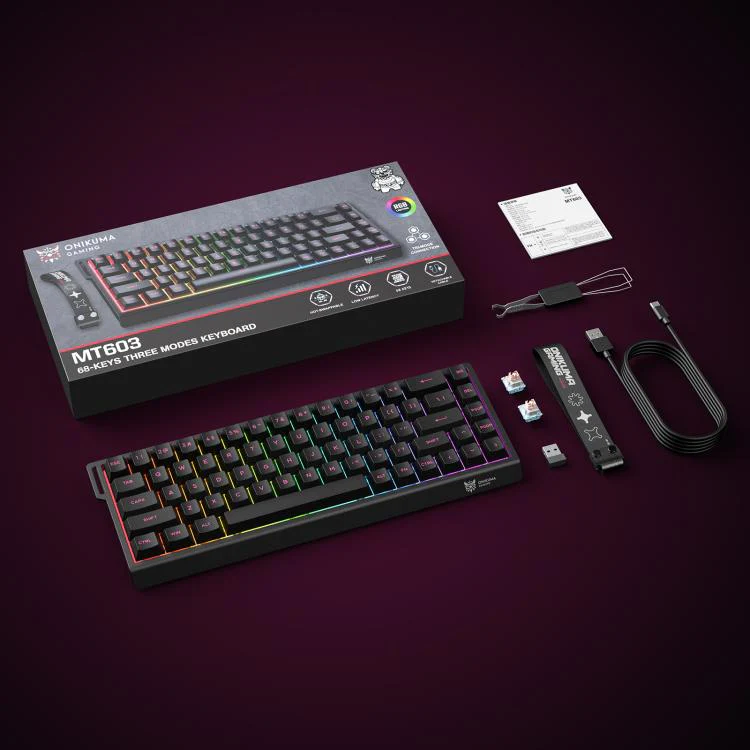 ONIKUMA MT603 68 Keys RGB Tri-mode Magnetic Switch Gaming Keyboard(Black) - Image 10