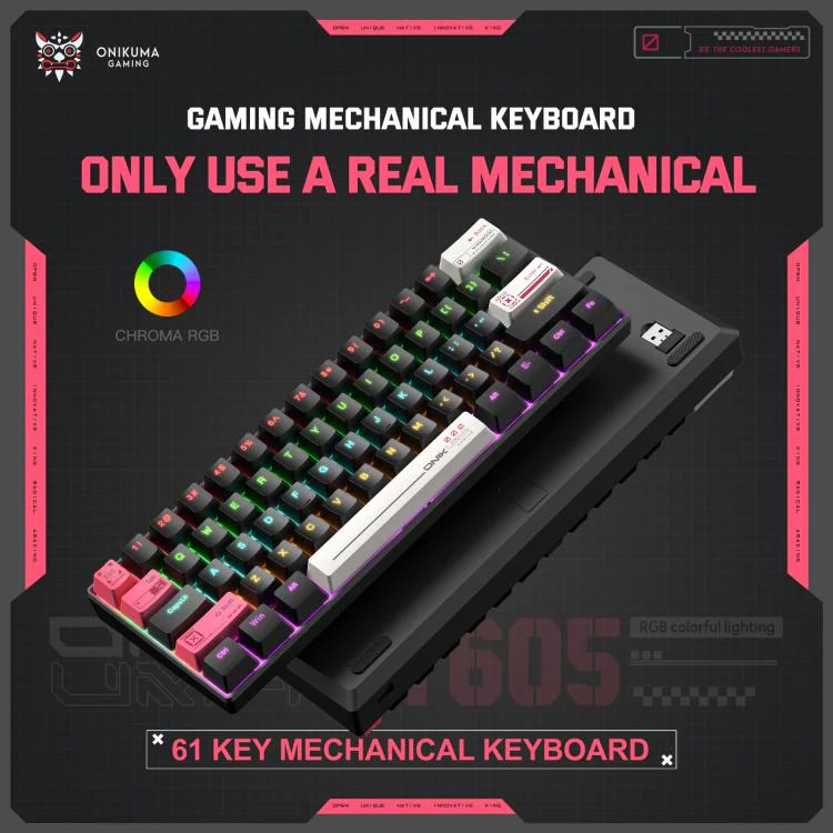 ONIKUMA MT605 Three-mode 61-Key E-sports Mechanical Keyboard - Image 5