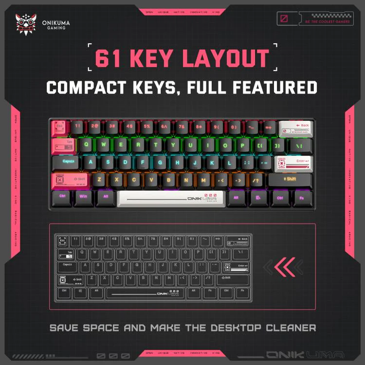 ONIKUMA MT605 Three-mode 61-Key E-sports Mechanical Keyboard - Image 6