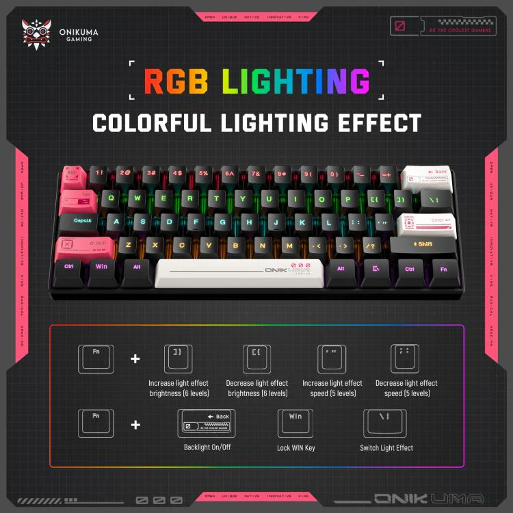 ONIKUMA MT605 Three-mode 61-Key E-sports Mechanical Keyboard - Image 9