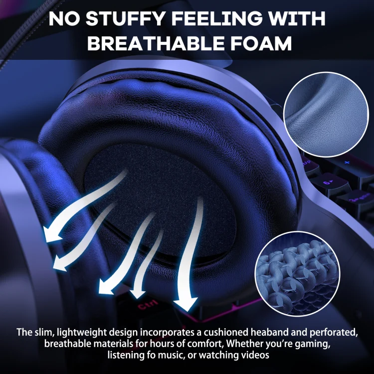 ONIKUMA X7 Pro USB + 3.5mm RGB Lighting Gaming Wired Headset(Black) - Image 4