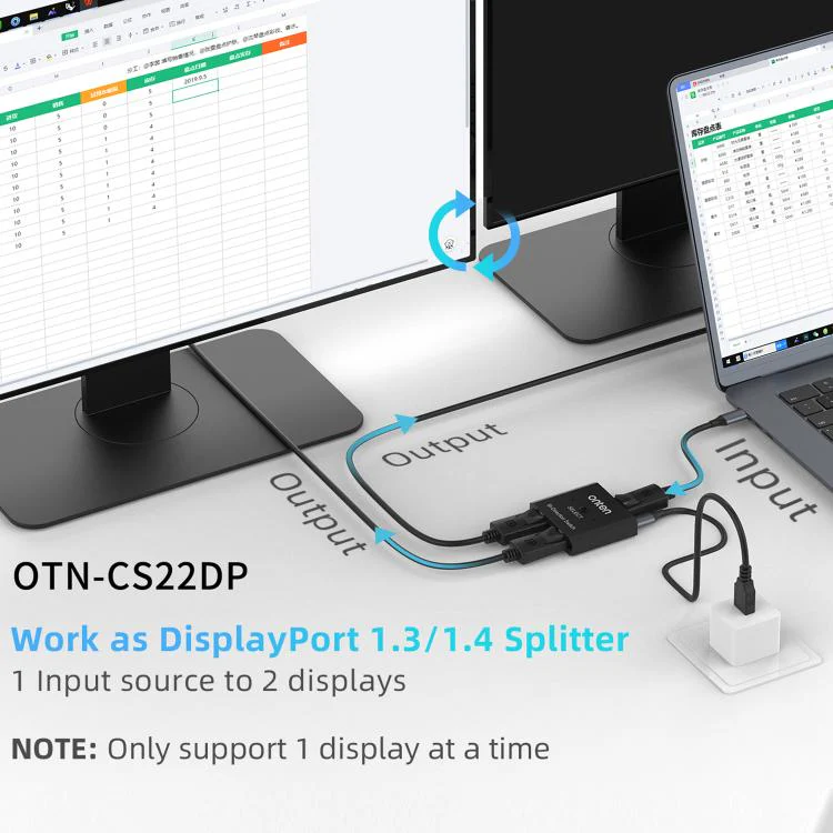 Onten CS22DP 8K 30Hz DP 1.4 Bidirectional Switcher(Black) - Image 6