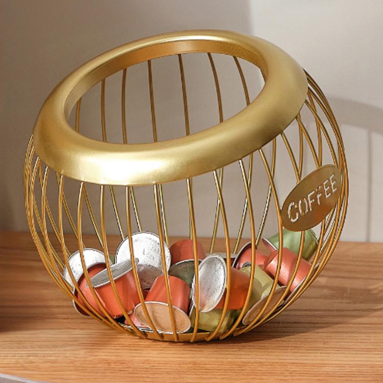 Open Coffee Capsule Storage Rack, Bar Counter Display Stand For Coffee Shop(Gold)