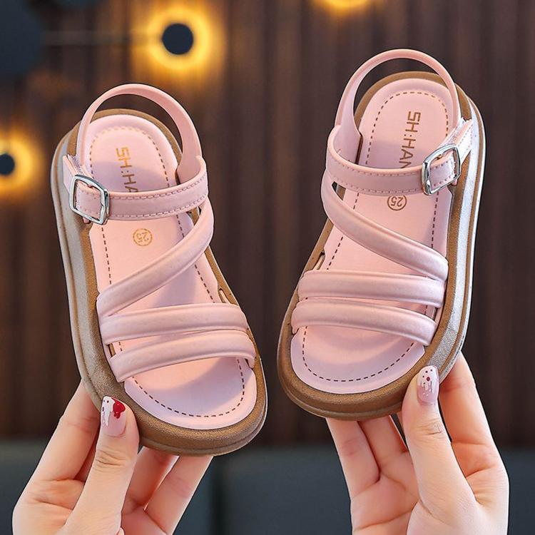 Open-Toe Elegant Sandals For Girls Cute Summer Sandals For Students, Size: 24 Inner Length 15cm(Pink)