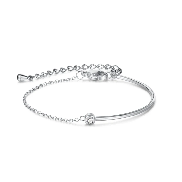 OPK 1288 Simple Zirconia Stainless Steel Bracelet, Color: Steel Color