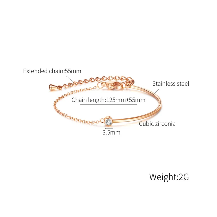 OPK 1288 Simple Zirconia Stainless Steel Bracelet, Color: Steel Color - Image 4