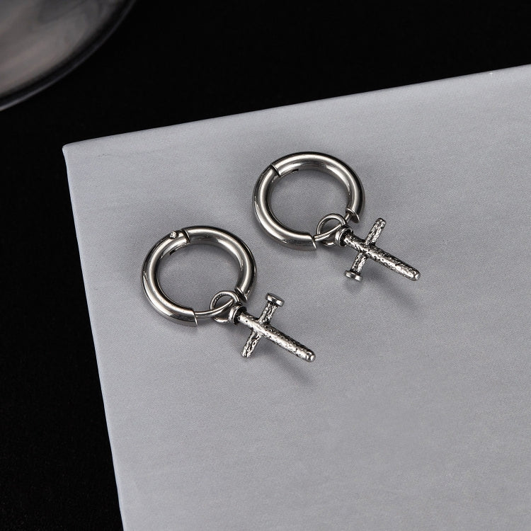 OPK GE935 1pair Personalized Stainless Steel Spike Cross Earrings - Image 2
