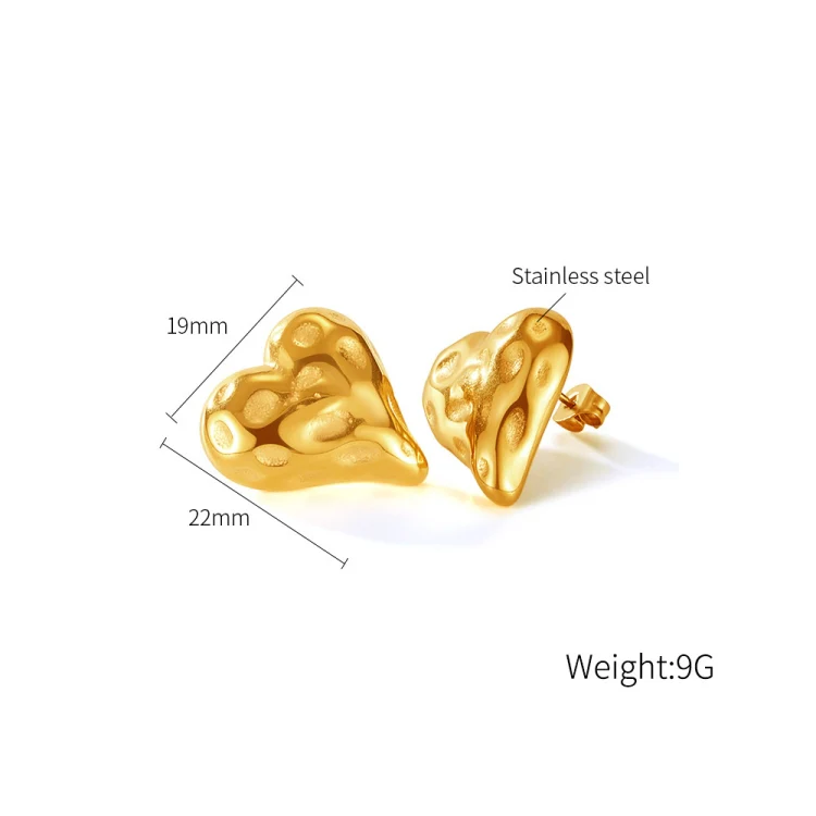 OPK GE937 1pair Stainless Steel Heart Irregular Earrings(Gold) - Image 6