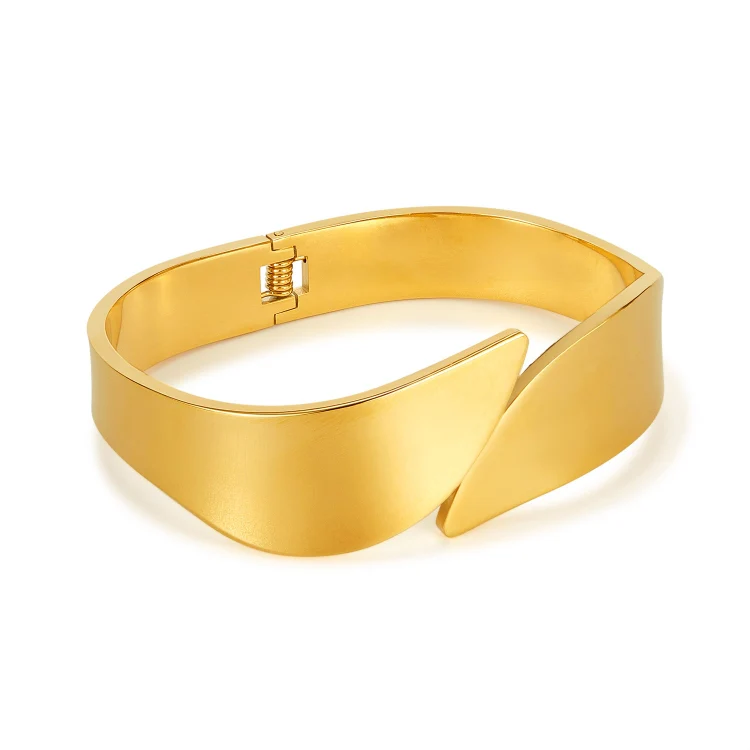 OPK GH1106 Stainless Steel Minimalist Glossy Bracelet(Gold)