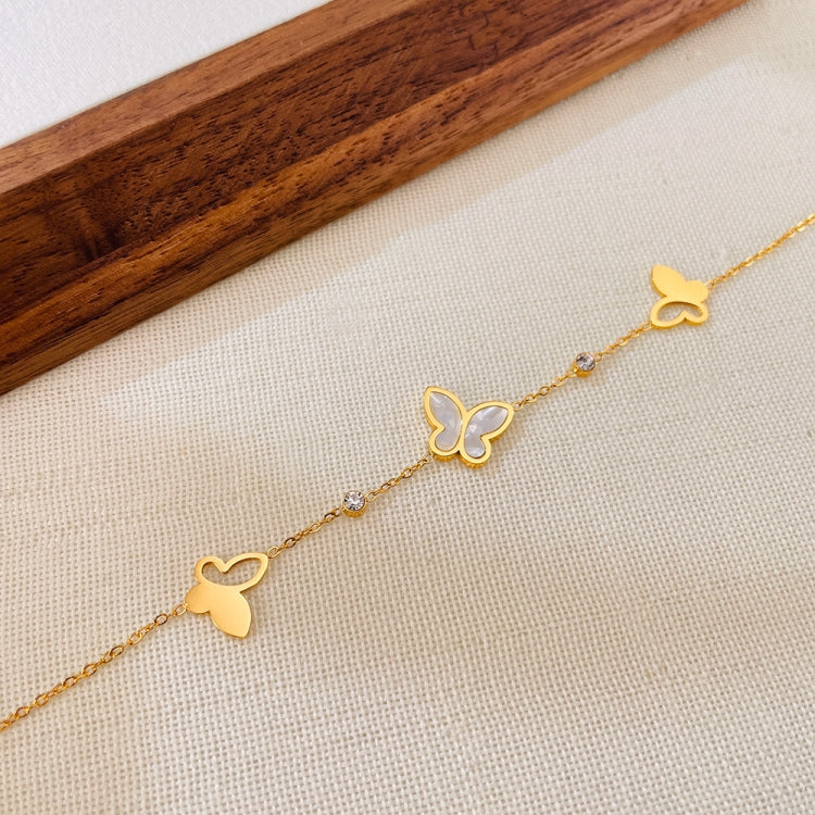OPK GS1568 Stainless Steel Personalized Hollow Butterfly Zirconia Bracelet(Gold) - Image 3