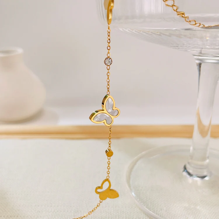 OPK GS1568 Stainless Steel Personalized Hollow Butterfly Zirconia Bracelet(Gold) - Image 4