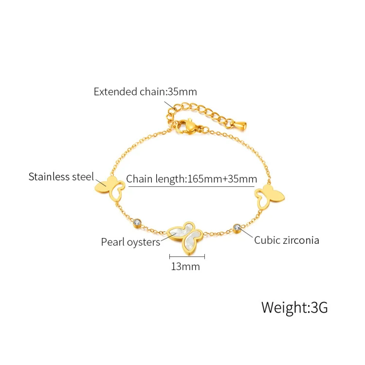 OPK GS1568 Stainless Steel Personalized Hollow Butterfly Zirconia Bracelet(Gold) - Image 7