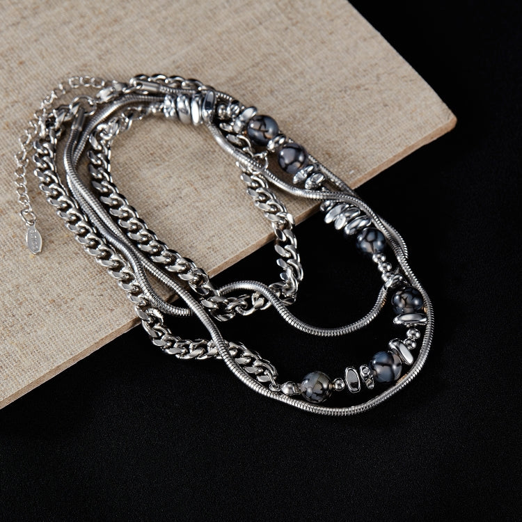 OPK GX2415 Personalized Cool Style Double Layer Necklace Stainless Steel Splicing Chain - Image 2