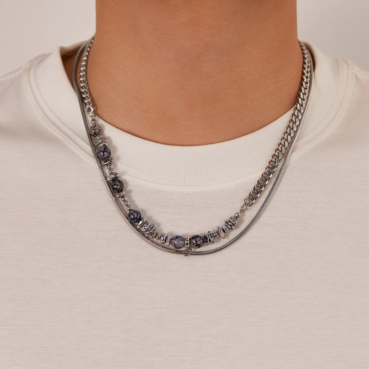 OPK GX2415 Personalized Cool Style Double Layer Necklace Stainless Steel Splicing Chain - Image 5