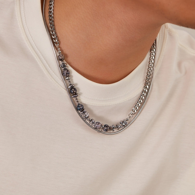 OPK GX2415 Personalized Cool Style Double Layer Necklace Stainless Steel Splicing Chain - Image 6