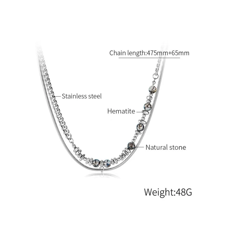 OPK GX2415 Personalized Cool Style Double Layer Necklace Stainless Steel Splicing Chain - Image 7