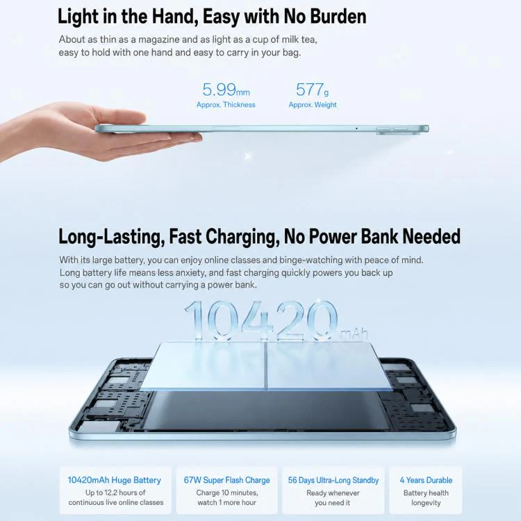 OPPO Pad 6 12.1 inch Tablet PC, 12GB+256GB, ColorOS 16 MediaTek Dimensity 9500s Octa Core (Silver) - Image 6