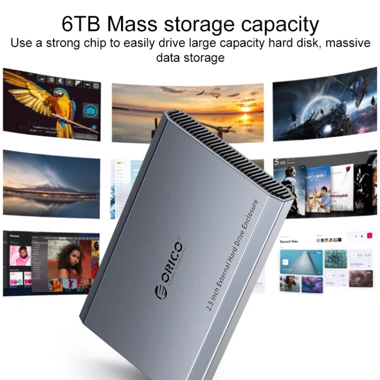 ORICO DD25 C3 2.5 inch Type-C to Type-C and USB Mechanical SSD Enclosure, Supported Capacity: 6TB(Dark Gray) - Image 5