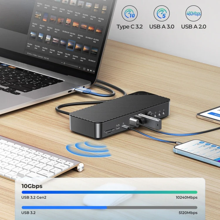 ORICO DKA20-BK-BP 10Gbps 20 in 1 Type-C 3.0 HUB Docking Station(EU Plug) - Image 7