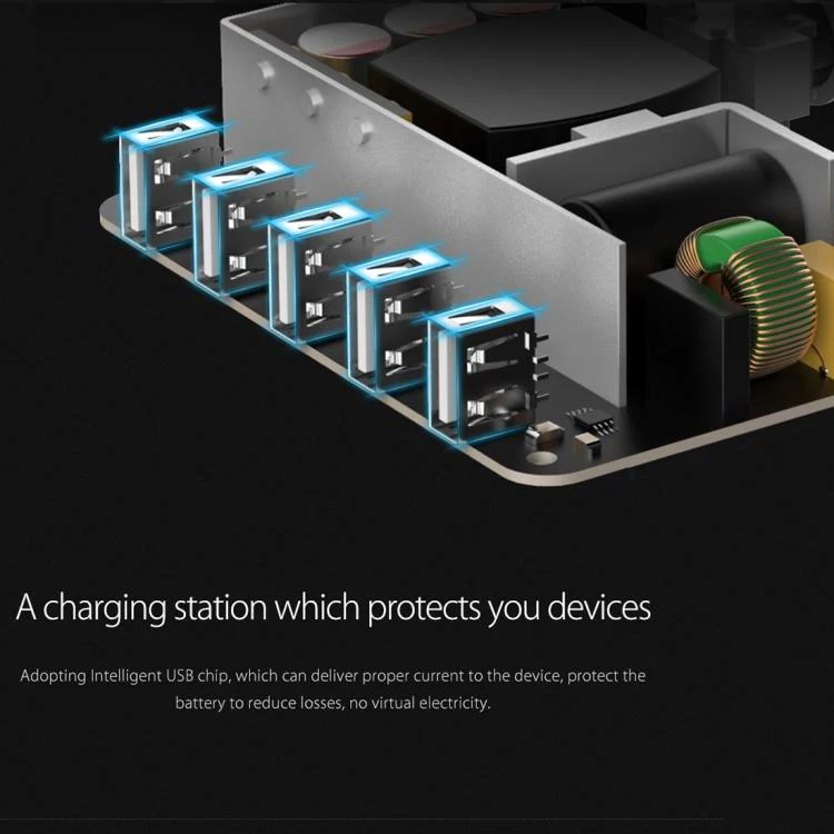 ORICO DUK-5P 40W 5 USB Ports Smart Charging Station with Stand, Plug:US Plug(Black) - Image 8