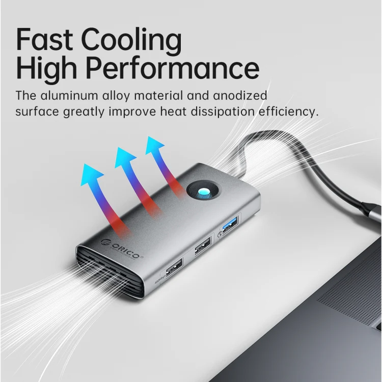 ORICO ORICO-PW11-6PCR R45 Type-C / USB-C 6-in-1 5Gbps Multifunction Docking Station (Silver) - Image 13