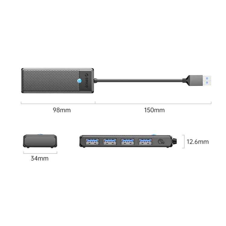 ORICO PAPW4A-U3 4 in 1 USB to USB Multi-function Docking Station HUB Adapter(Black) - Image 2