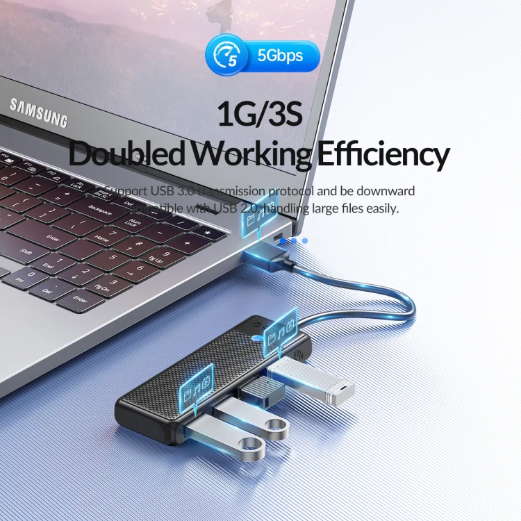 ORICO PAPW4A-U3 4 in 1 USB to USB Multi-function Docking Station HUB Adapter(Black) - Image 4